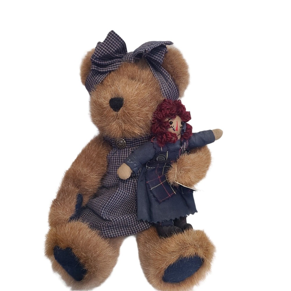 Boyds Investment Sally Quignappel Bear and Annie Plush with Tags Plaid Dress
